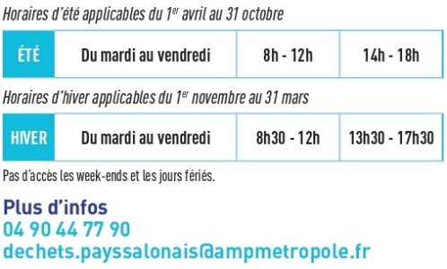 Horaires de la déchetterie de Pelissanne