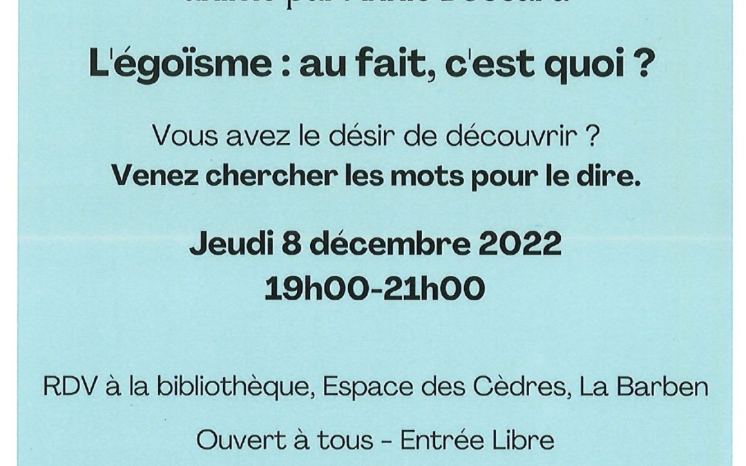 CAFÉ PHILO JEUDI 8 DECEMBRE