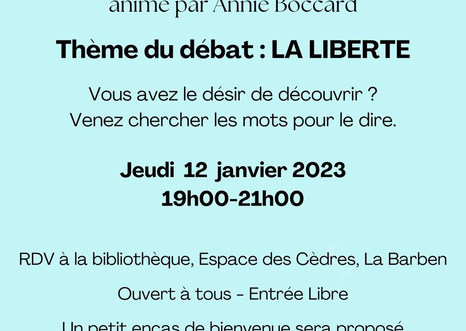 CAFÉ PHILO JEUDI 12 JANVIER